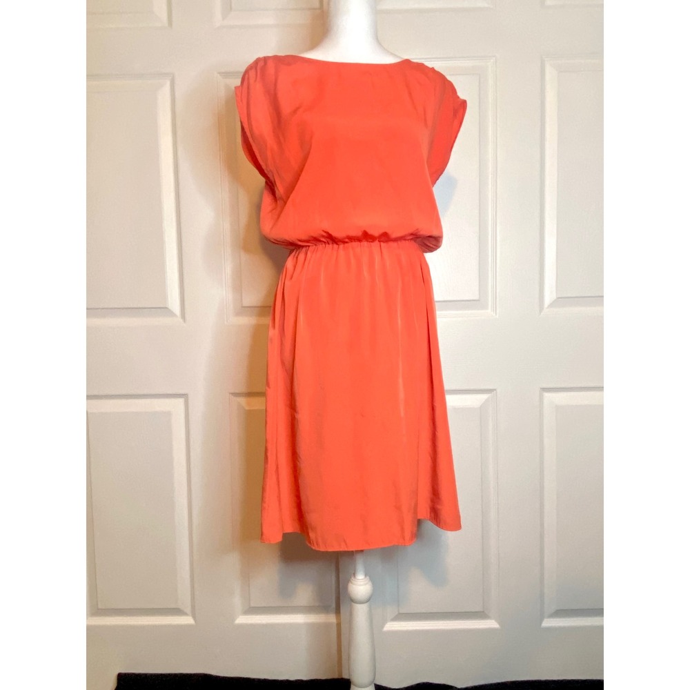 Mossimo Coral Orange Sleeveless Elastic Waist Blouson Dress Small